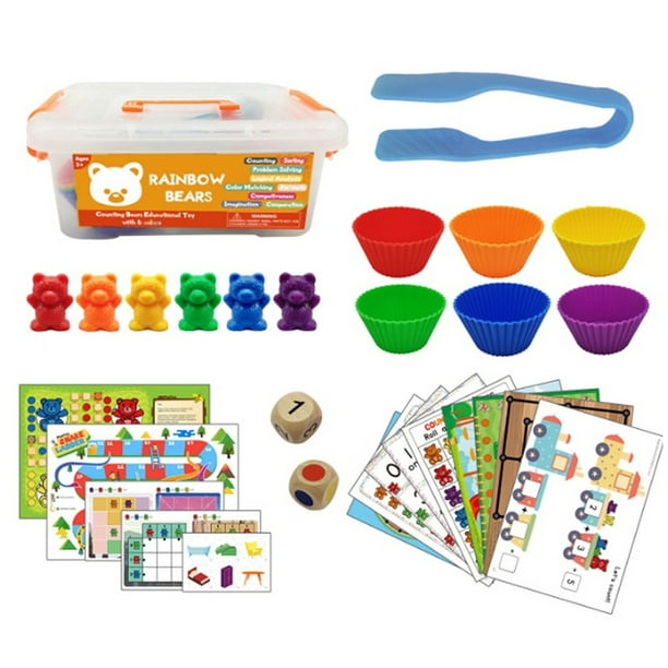Children Toy 1 set Boxed Counting Bear Montessori Educational Cognition Rainb G4 